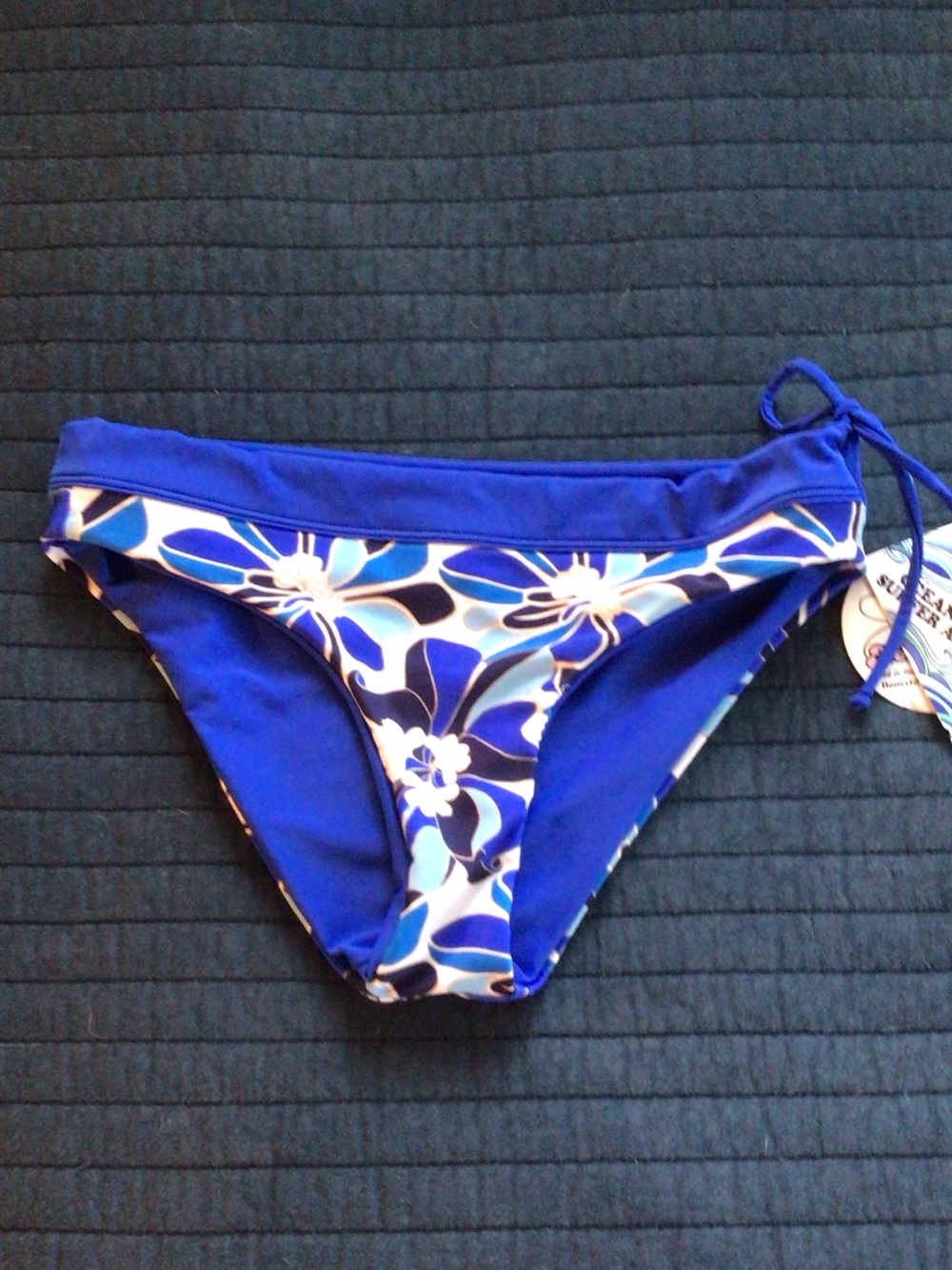 Honey Girl Blue Floral Tie-Side Bikini Bottom - Women Swim